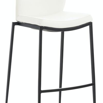 Tabouret de bar Matola simili cuir noir blanc 53x47x107 simili cuir blanc métal