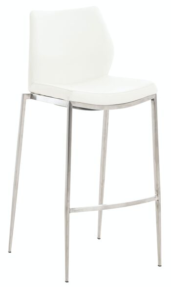 Tabouret de bar Matola simili cuir acier inoxydable blanc 53x47x107 simili cuir blanc métal 1