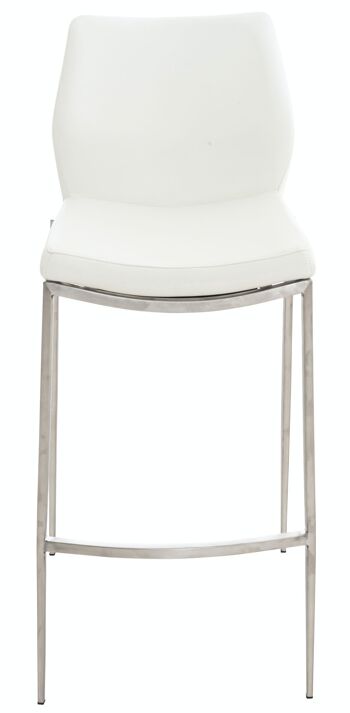 Tabouret de bar Matola simili cuir acier inoxydable blanc 53x47x107 simili cuir blanc métal 2