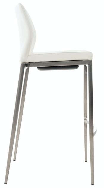 Tabouret de bar Matola simili cuir acier inoxydable blanc 53x47x107 simili cuir blanc métal 3