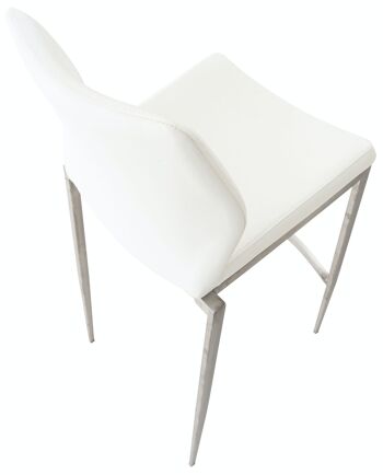 Tabouret de bar Matola simili cuir acier inoxydable blanc 53x47x107 simili cuir blanc métal 4