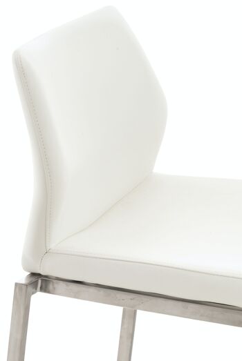 Tabouret de bar Matola simili cuir acier inoxydable blanc 53x47x107 simili cuir blanc métal 6