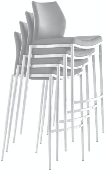 Tabouret de bar Matola simili cuir acier inoxydable blanc 53x47x107 simili cuir blanc métal 7