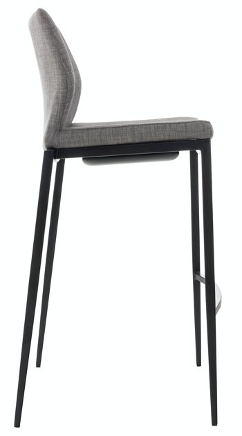 Tabouret de bar Matola tissu noir Gris 53x47x107 Gris Matière métal 3