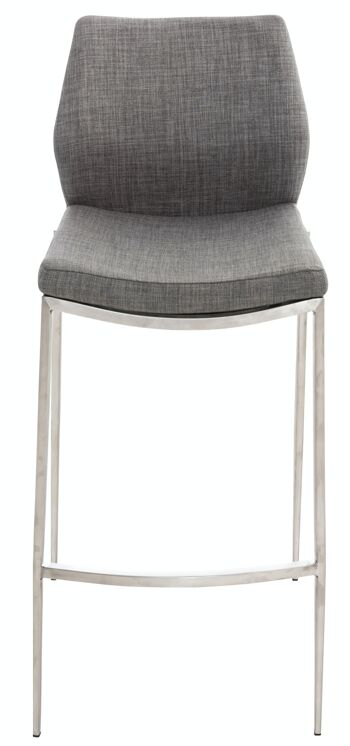 Tabouret de bar Matola tissu acier inoxydable Gris 53x47x107 Gris Matière métal 2