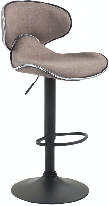 Tabouret de bar Las Vegas V2 tissu noir taupe 49x46x88 taupe Matière métal 1