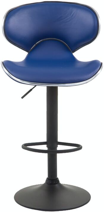 Tabouret de bar Las Vegas V2 bleu noir 49x46x88 cuir artificiel bleu Métal chromé 2