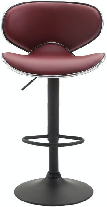 Tabouret de bar Las Vegas V2 noir bordeaux 49x46x88 cuir artificiel bordeaux Métal chromé 2