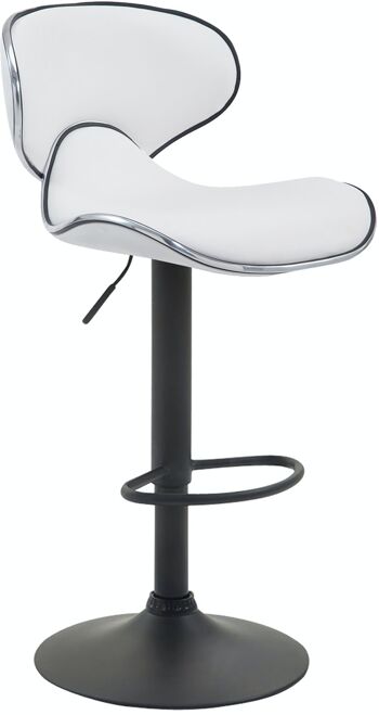 Tabouret de bar Las Vegas V2 noir blanc 49x46x88 cuir artificiel blanc Métal chromé 1