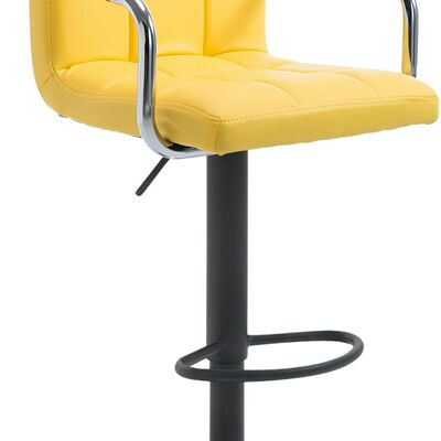 Tabouret de bar Lucy V2 noir jaune 46x54x91 cuir artificiel jaune métal