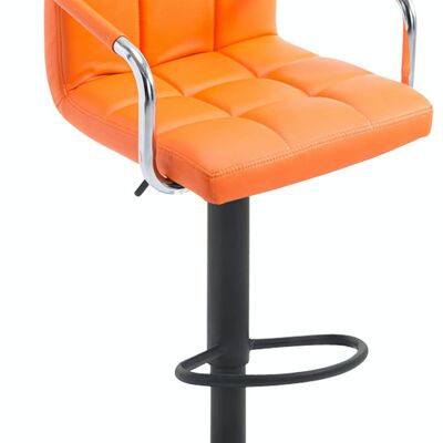 Tabouret de bar Lucy V2 noir orange 46x54x91 cuir artificiel orange métal