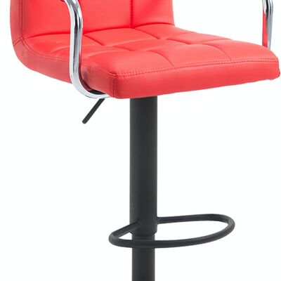 Tabouret de bar Lucy V2 noir rouge 46x54x91 cuir artificiel rouge métal