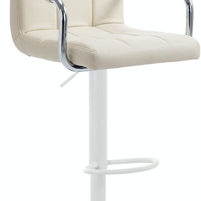 Tabouret de bar Lucy V2 blanc crème 46x54x91 métal simili cuir crème