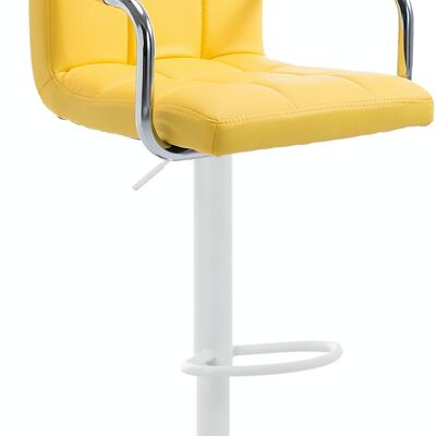 Tabouret de bar Lucy V2 blanc jaune 46x54x91 cuir artificiel jaune métal