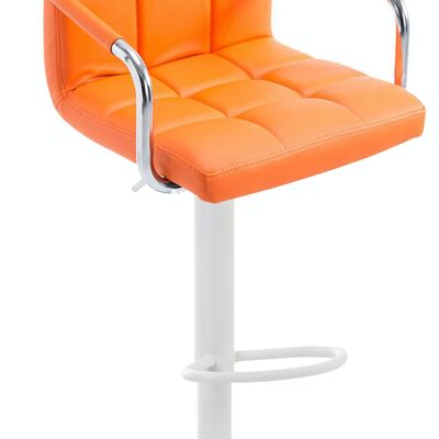 Tabouret de bar Lucy V2 blanc orange 46x54x91 cuir artificiel orange métal