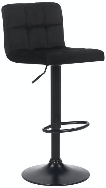 Tabouret de bar Feni velours noir 40x40x85 velours noir Métal noir mat 1