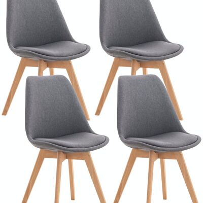 Set of 4 chairs Linares fabric Gray 50x49x83 Gray artificial leather Wood