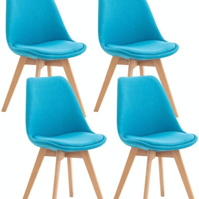 Set of 4 chairs Linares fabric turquoise 50x49x83 turquoise leatherette Wood