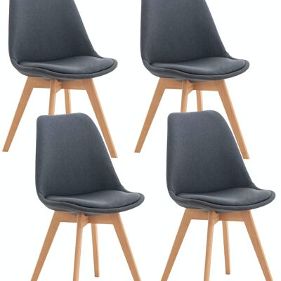 Conjunto de 4 sillas Linares tela gris oscuro 50x49x83 polipiel gris oscuro Madera