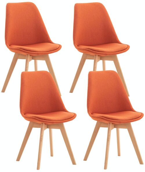 Set van 4 stoelen Linares stof oranje 50x49x83 oranje kunstleer Hout