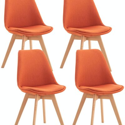 Lot de 4 chaises Linares tissu orange 50x49x83 simili cuir orange Bois