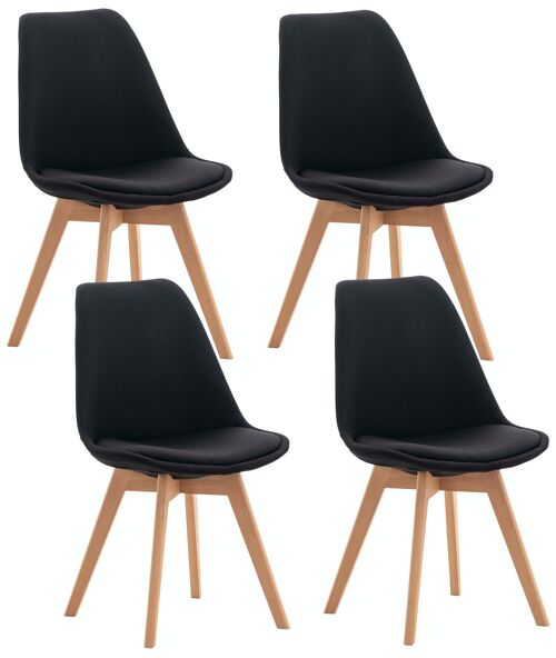 Set van 4 stoelen Linares stof zwart 50x49x83 zwart kunstleer Hout