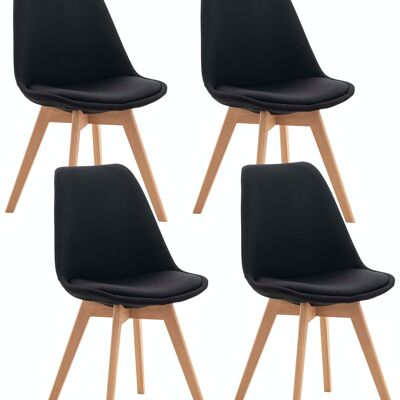 Conjunto de 4 sillas Linares tela negra 50x49x83 polipiel negra Madera