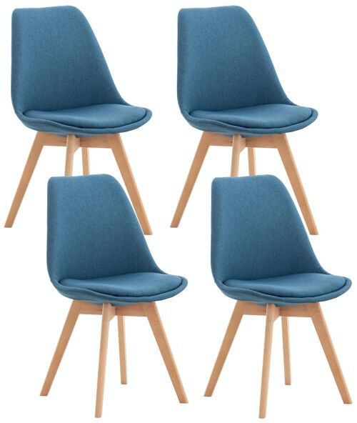 Set van 4 stoelen Linares stof blauw 50x49x83 blauw kunstleer Hout