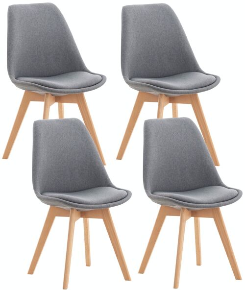 Set van 4 stoelen Linares stof lichtgrijs 50x49x83 lichtgrijs kunstleer Hout