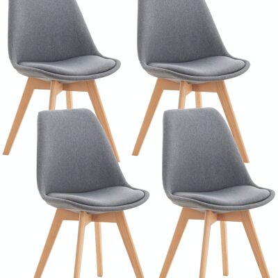 Set of 4 chairs Linares fabric light gray 50x49x83 light gray leatherette Wood