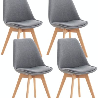 Set van 4 stoelen Linares stof lichtgrijs 50x49x83 lichtgrijs kunstleer Hout