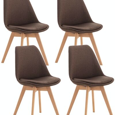 Set of 4 chairs Linares fabric brown 50x49x83 brown leatherette Wood