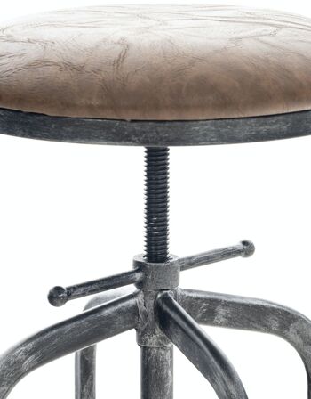 Tabouret de bar Avadi Vintage simili cuir marron argent antique 44x44x59 métal similicuir vintage marron 3