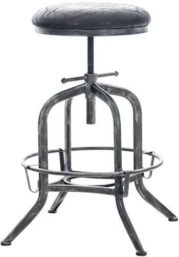 Tabouret de bar Avadi Vintage simili cuir antique argent noir 44x44x59 noir Vintage simili cuir métal 2