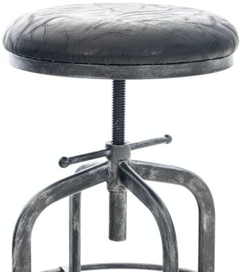 Tabouret de bar Avadi Vintage simili cuir antique argent noir 44x44x59 noir Vintage simili cuir métal 3