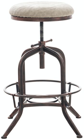 Tabouret de bar Avadi Vintage simili cuir bronze Gris 44x44x59 Métal simili cuir Vintage Gris 2