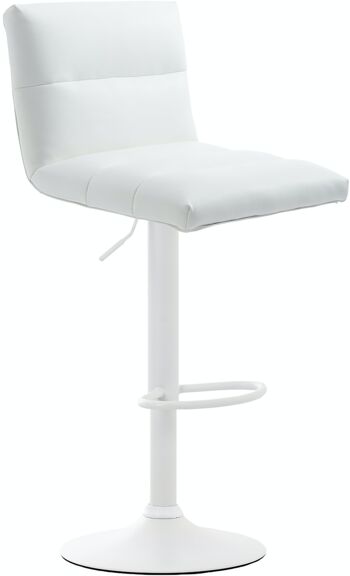 Tabouret de bar Limerick blanc blanc 50,5x41,5x84 cuir artificiel blanc métal 1