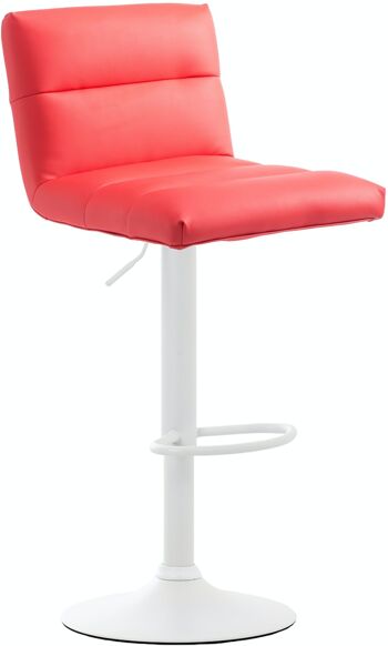 Tabouret de bar Limerick blanc rouge 50,5x41,5x84 cuir artificiel rouge métal 1