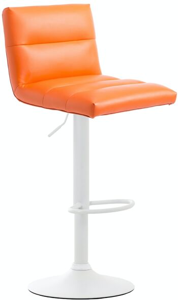 Tabouret de bar Limerick blanc orange 50,5x41,5x84 métal simili cuir orange 1