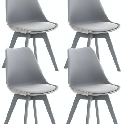Lot de 4 chaises Linares plastique gris / gris 50x49x83 gris / similicuir gris Wood