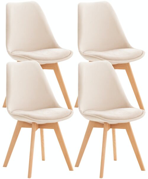 Set van 4 stoelen Linares fluweel beige 50x49x83 beige kunstleer Hout