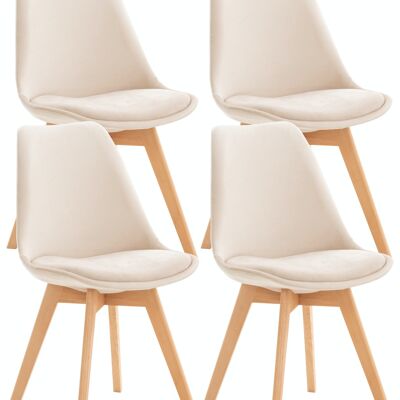 Set of 4 chairs Linares velvet beige 50x49x83 beige leatherette Wood