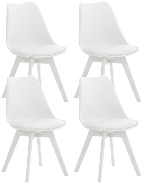 Set van 4 stoelen Linares kunststof Wit wit 50x49x83 Wit wit kunstleer Hout