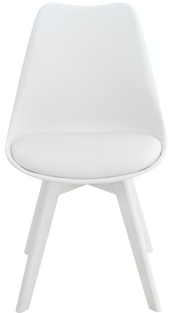 Lot de 4 chaises Linares plastique Blanc blanc 50x49x83 Cuir artificiel blanc blanc Bois 2