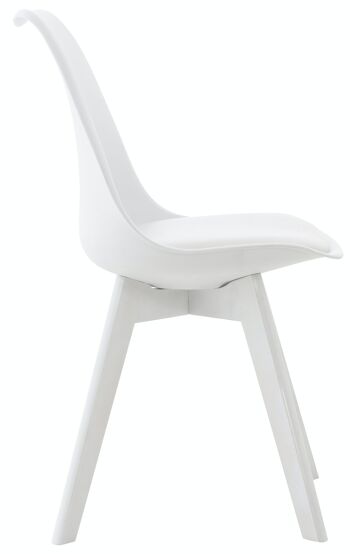 Lot de 4 chaises Linares plastique Blanc blanc 50x49x83 Cuir artificiel blanc blanc Bois 3