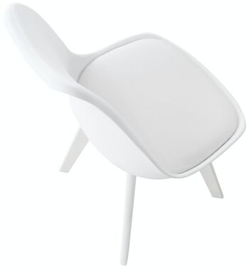 Lot de 4 chaises Linares plastique Blanc blanc 50x49x83 Cuir artificiel blanc blanc Bois 4