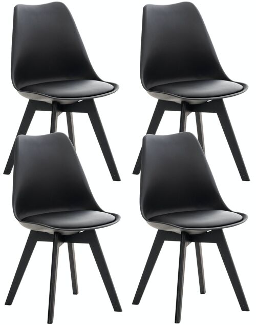 Set van 4 stoelen Linares kunststof zwart zwart 50x49x83 zwart zwart kunstleer Hout