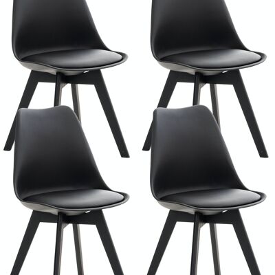 4er Set Stühle Linares Kunststoff schwarz schwarz 50x49x83 schwarz schwarz Kunstleder Holz