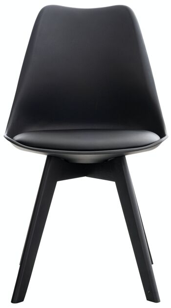 Lot de 4 chaises Linares plastique noir noir 50x49x83 similicuir noir noir Bois 2