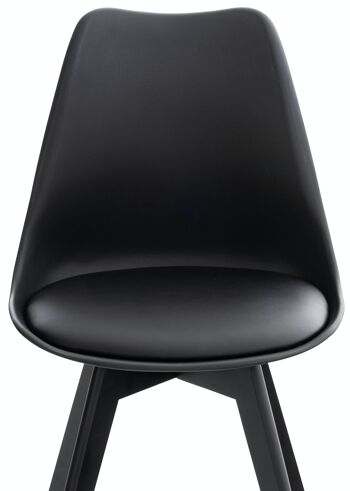 Lot de 4 chaises Linares plastique noir noir 50x49x83 similicuir noir noir Bois 6